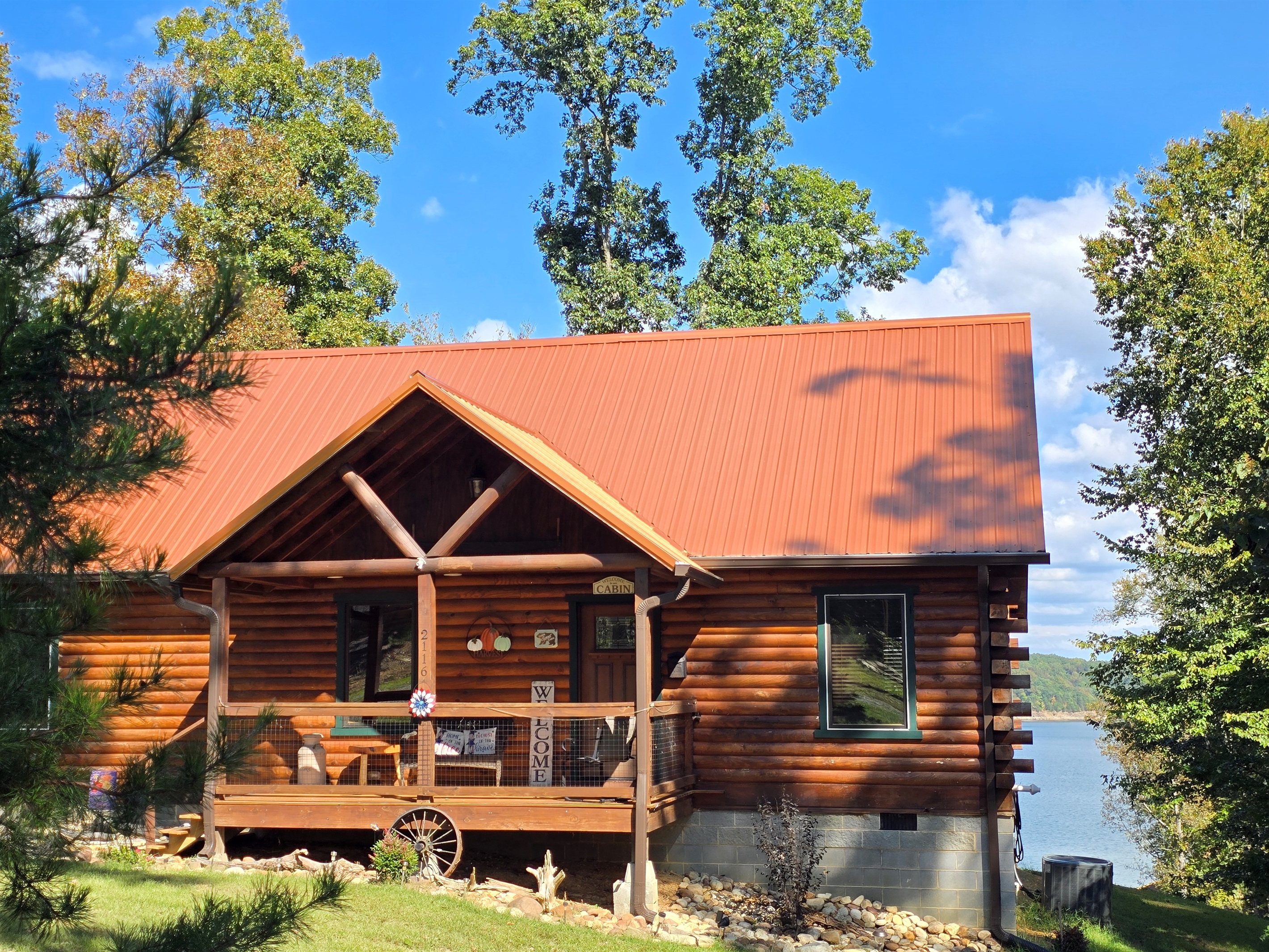 Front of Cabin with Lake View