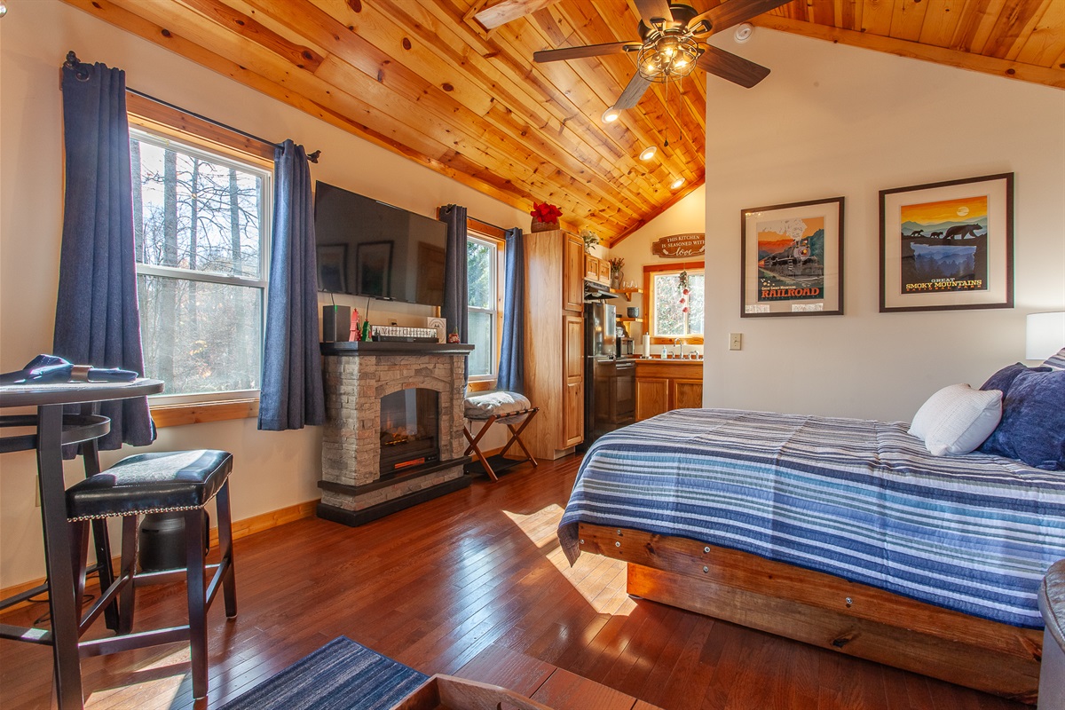 Smart tv and electric fireplace