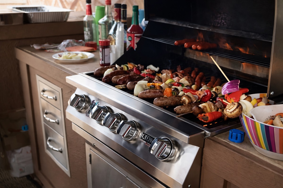 Backyard barbecue feast grill