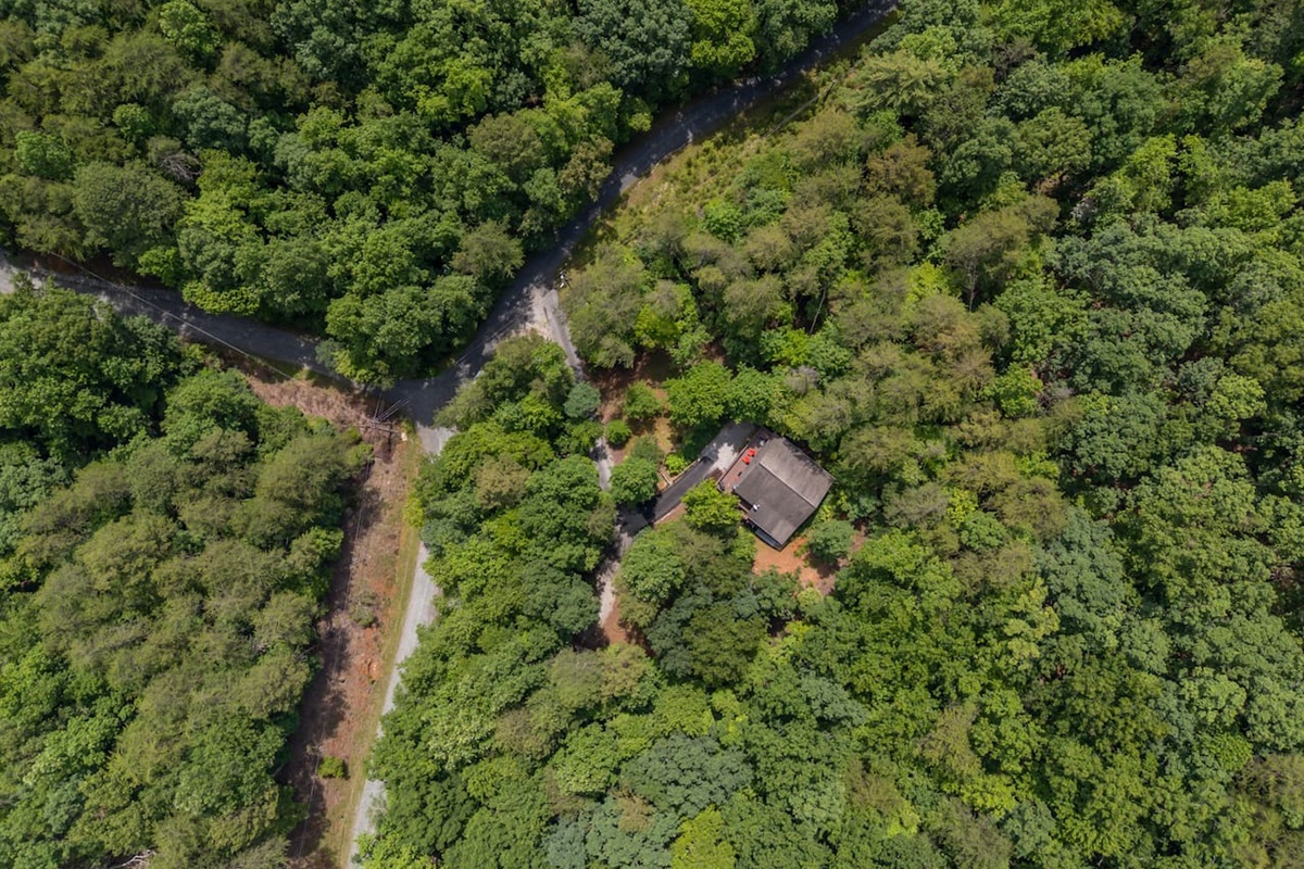 Upper drone view of the cabin