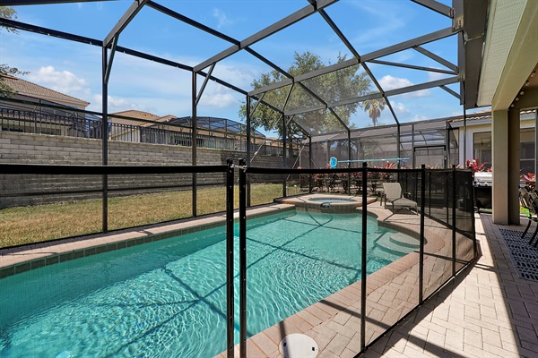 Screened off pool for safety