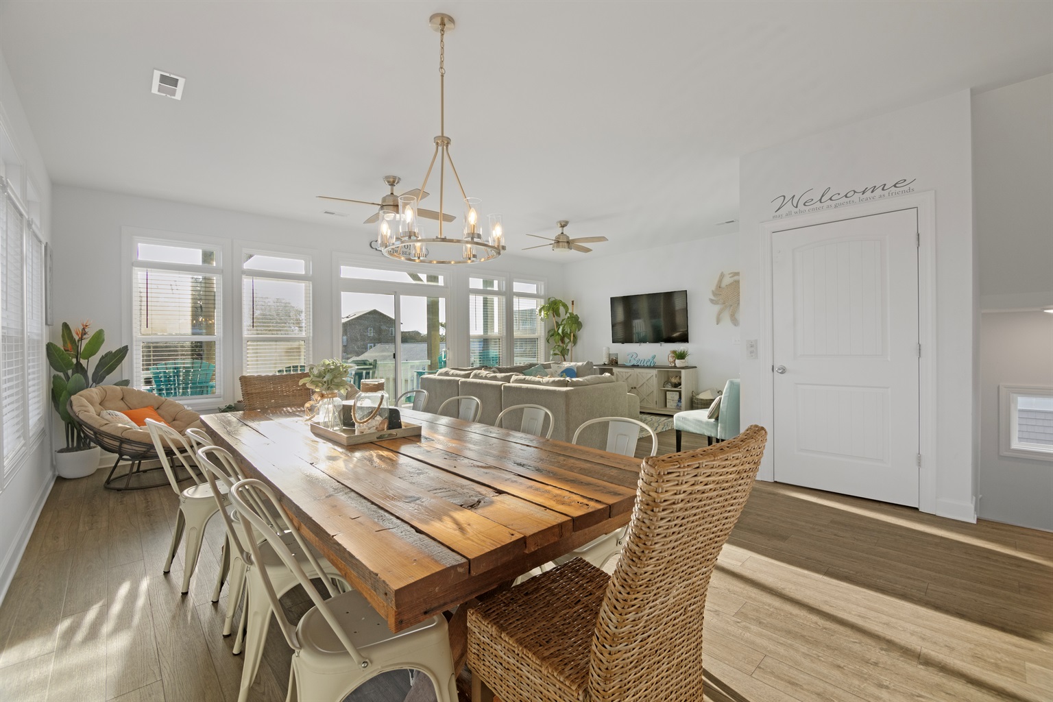 Open dining area with seating for the whole crew