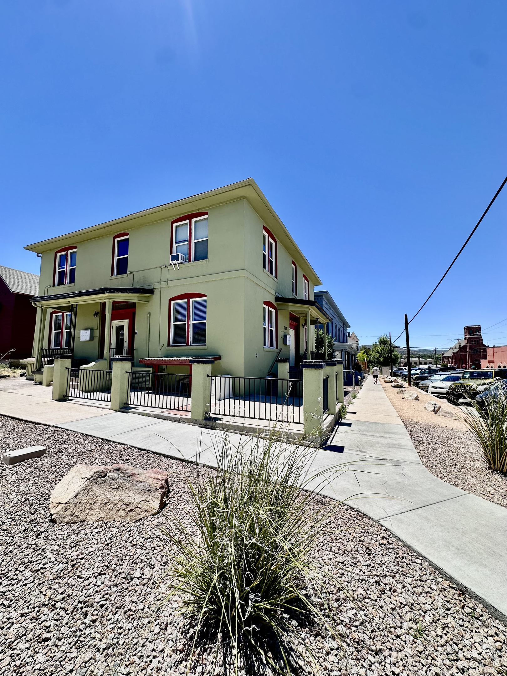 Our historic building is a flat 2 minute walk to downtown, currently undergoing exterior restorations to match the luxury interior apartments.