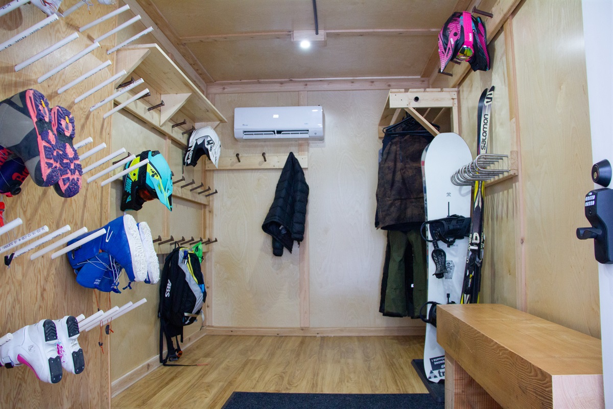 stay dry for your next adventure with our shared secure dry room/gear storage building.
