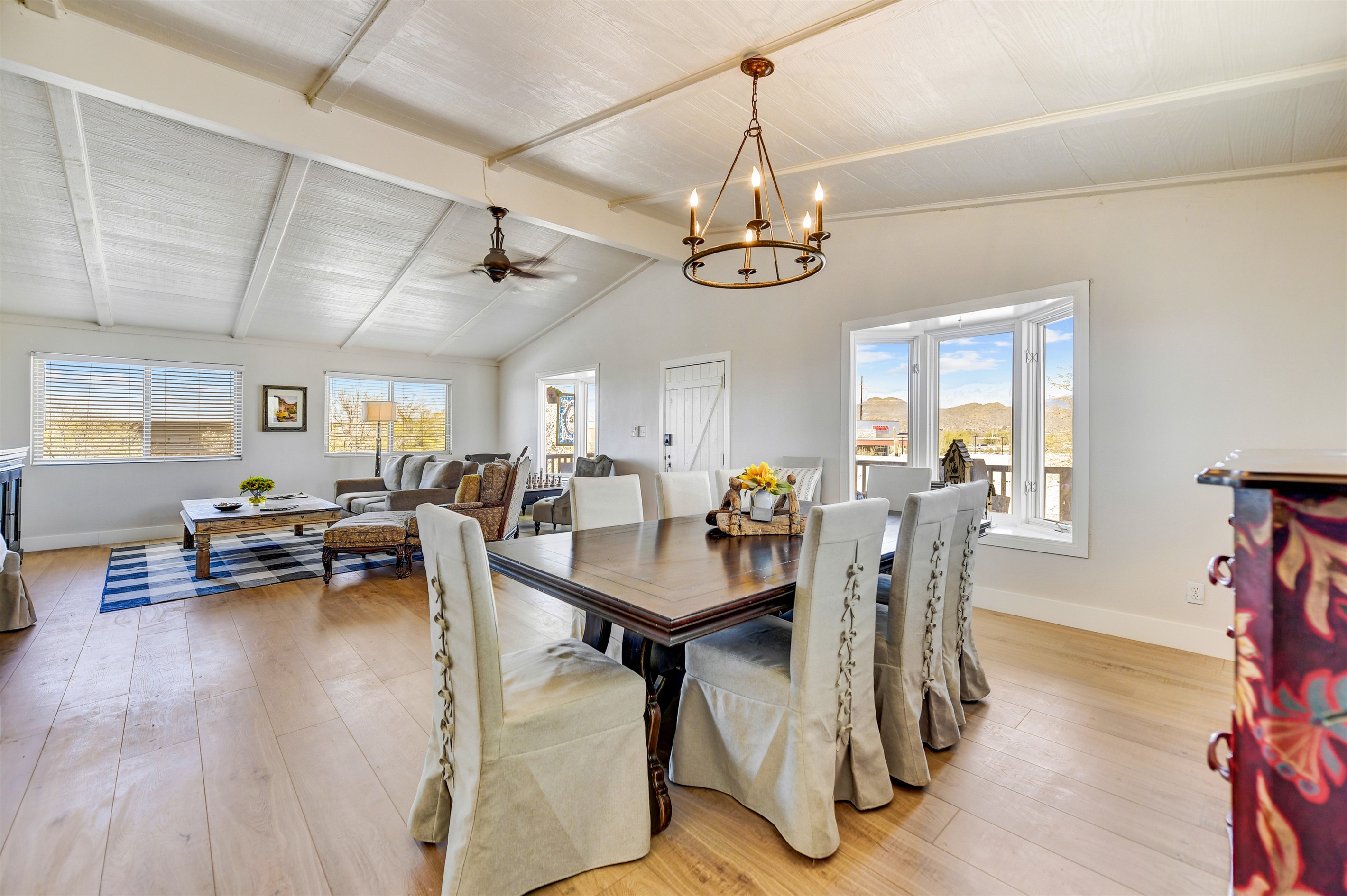 Spacious and Bright.  You do not share a wall with any other unit.  Every room has a window.