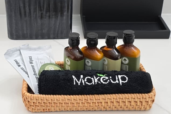 Bathroom toiletries (starter kit) included with stay