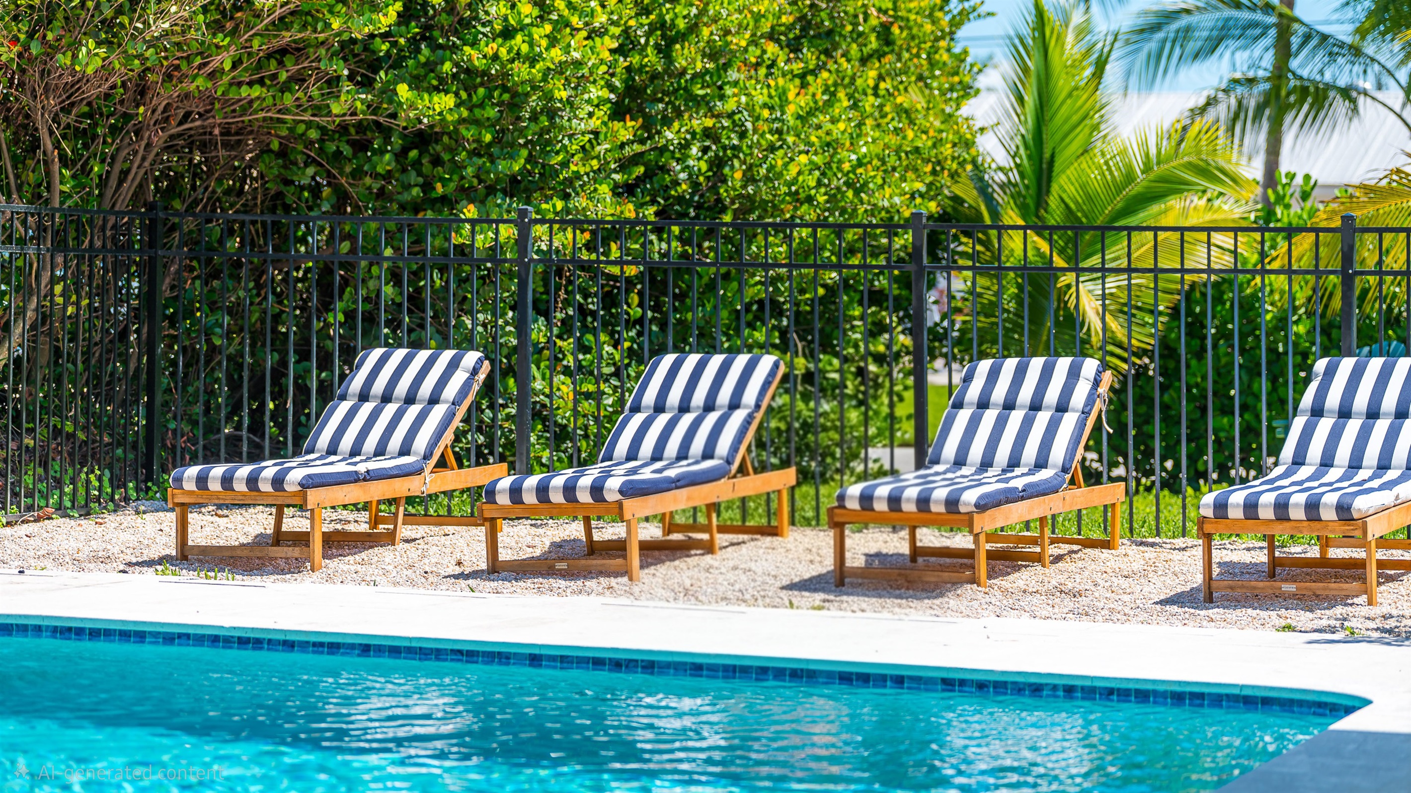 The pool deck is finished in shell white limestone, offering a beautiful natural backdrop.  By night, enjoy the tiki bar, TV, fire table, and the glow of the Jupiter Lighthouse Beacon 