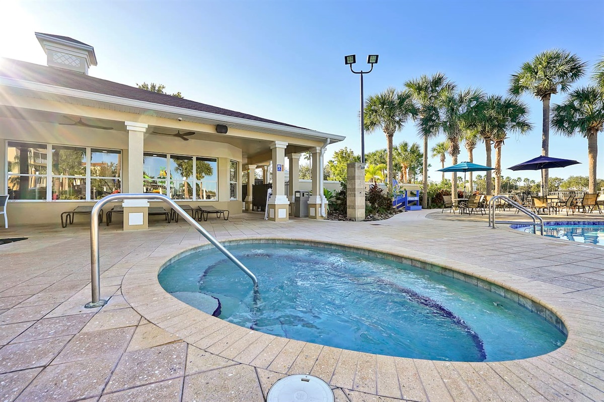 Relax at the hot tub at the club house.