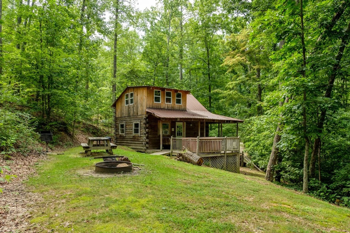 Back yard with firepit