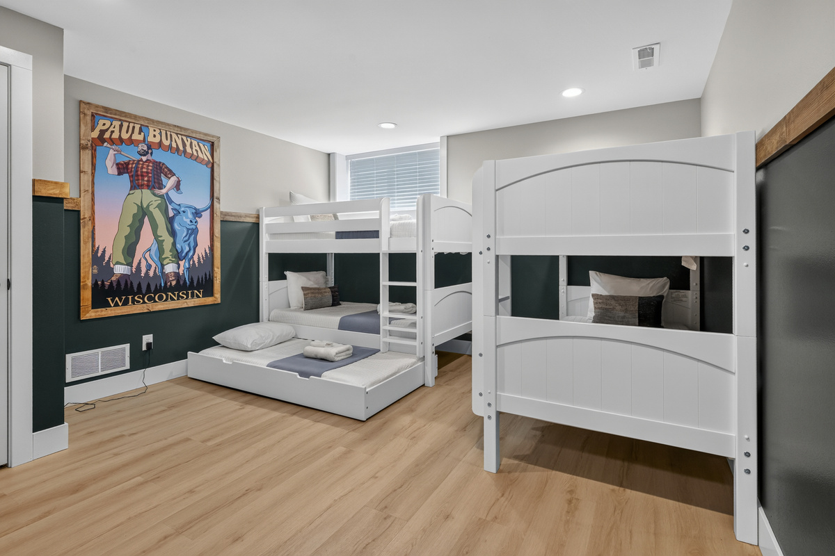 Lounge downstairs kids bunk area that sleeps five and has a smart tv