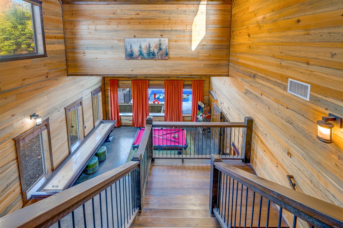 Bedrooms upstairs overlooking game room