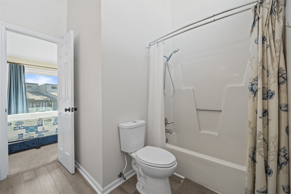 Full ensuite bathroom with a shower tub combo connected directly to the master bedroom for added comfort and privacy