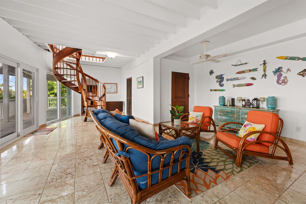 Need a little quiet space .. head downstairs to the second living room with very large balcony.