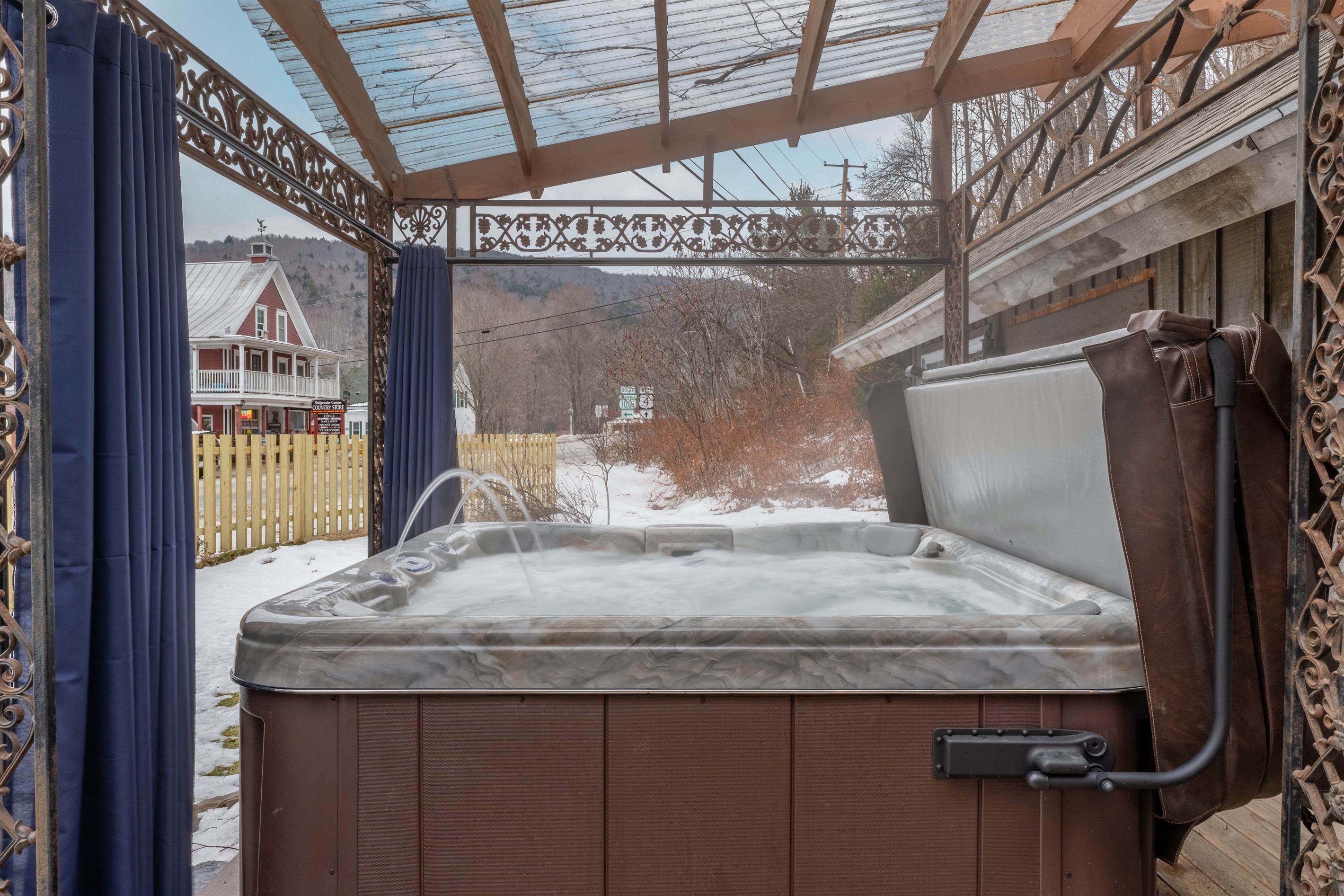 Morning soak with mountain views
