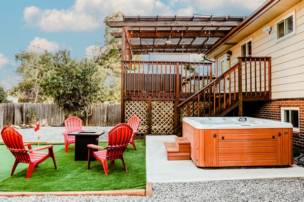 Experience our property as a true paradise getaway, boasting a hot tub, firepit, outdoor seating, and a BBQ grill