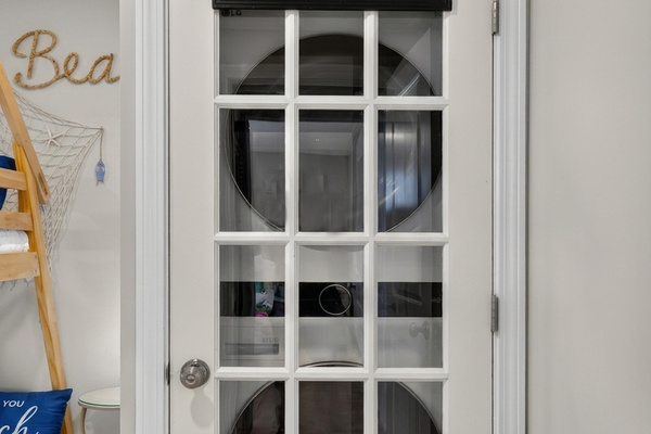 A convenient in-home laundry setup makes it easy to refresh clothes and towels during your stay.