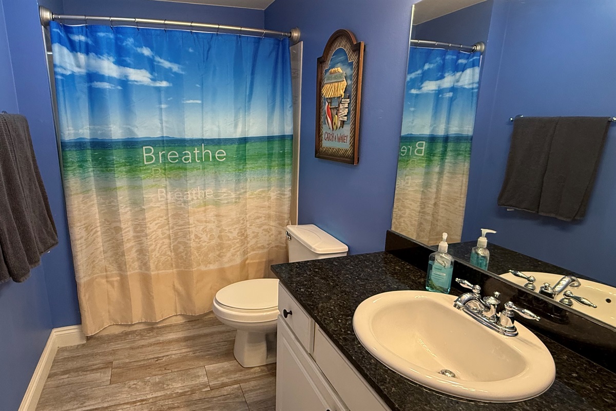 Spacious Guest bath with dual entry from Front Bedroom or Hall