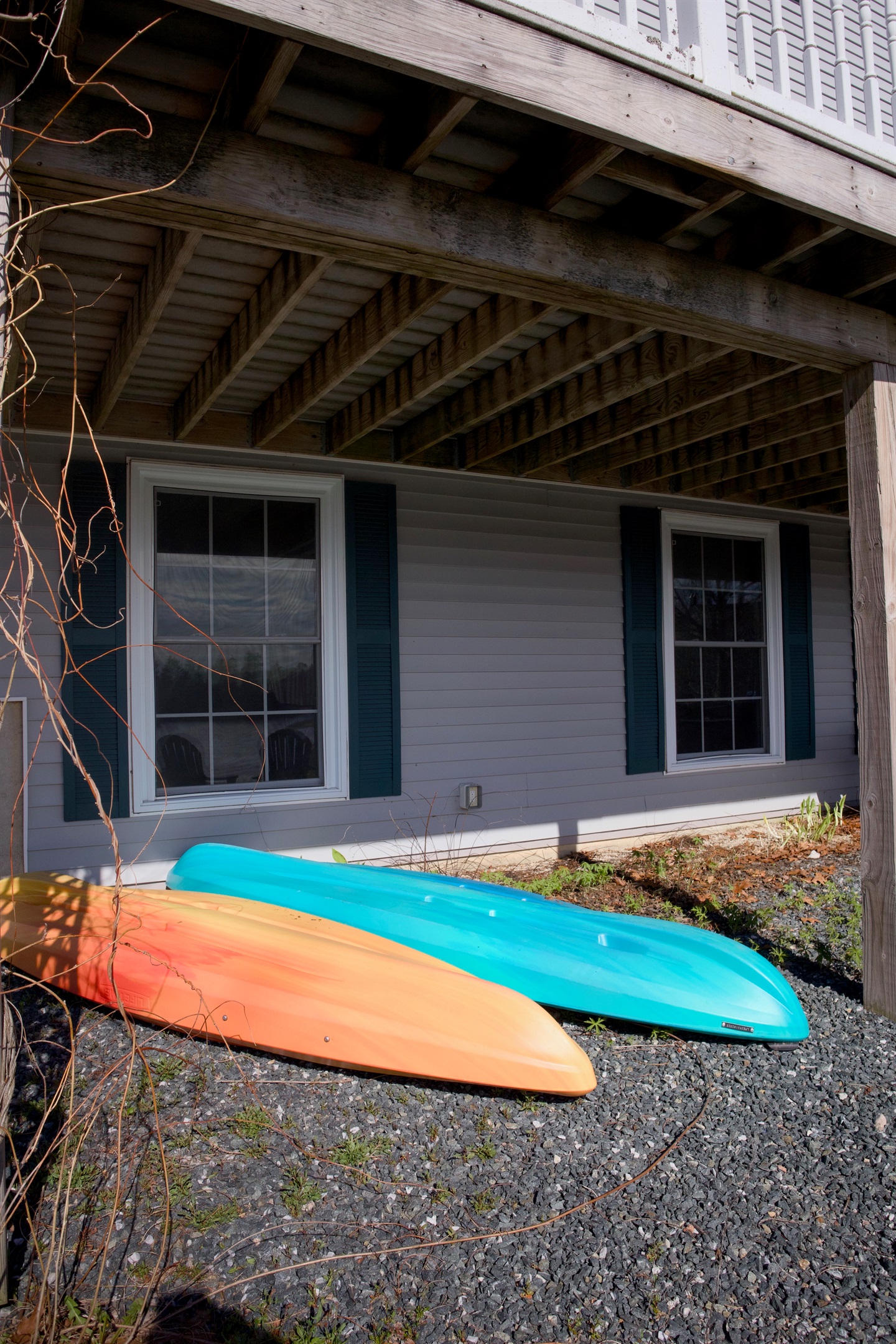 Kayaks for guest use - x2. Launch from our property and go 100 yards across to access a private island you may explore and picnic on! Lake is approx 15' deep in the middle.