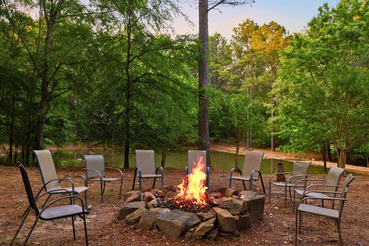 Gather under the stars with friends and family around your own crackling fire pit, perfectly set for stories and s’mores.