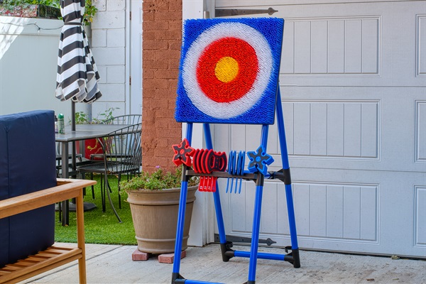 Plastic ax throwing. Great family fun for all ages. For outdoor use only.
