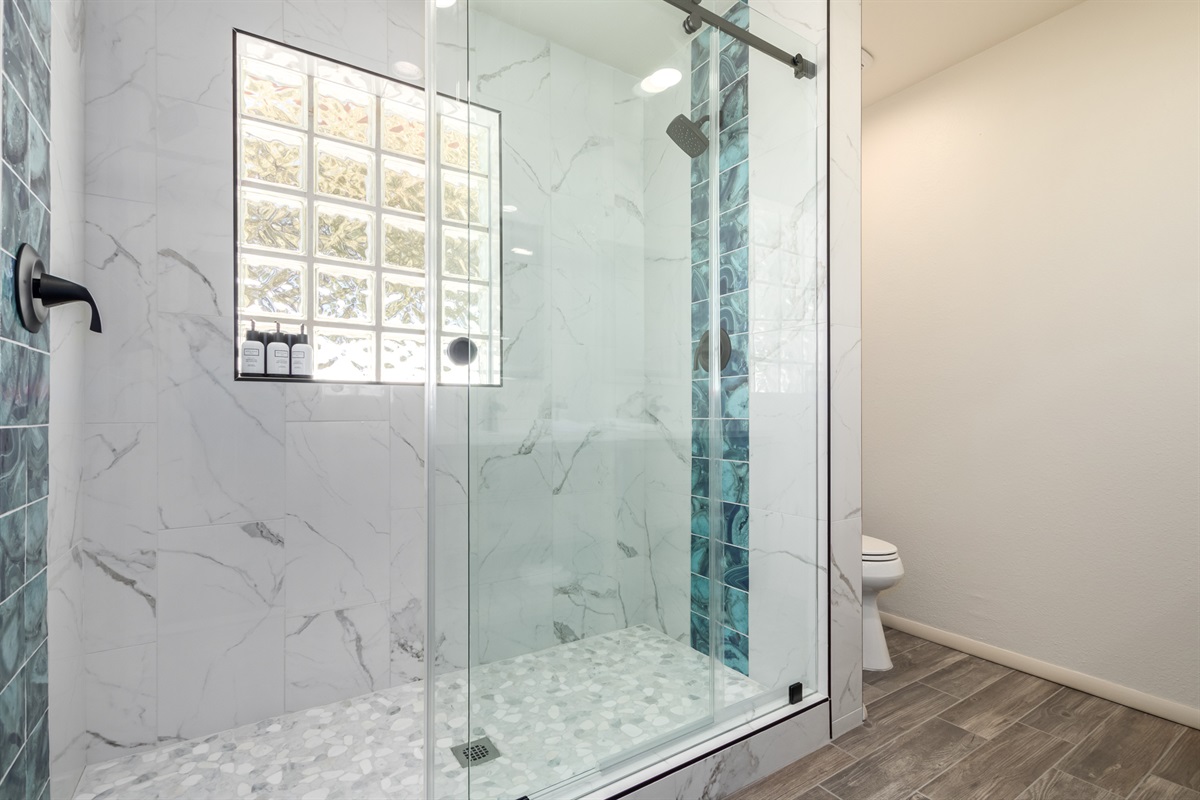 primary bathroom - ensuite walk in shower w/ dual vanity & dual shower heads