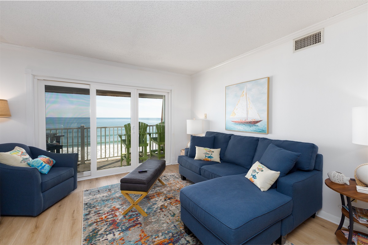 Sliding glass door to balcony