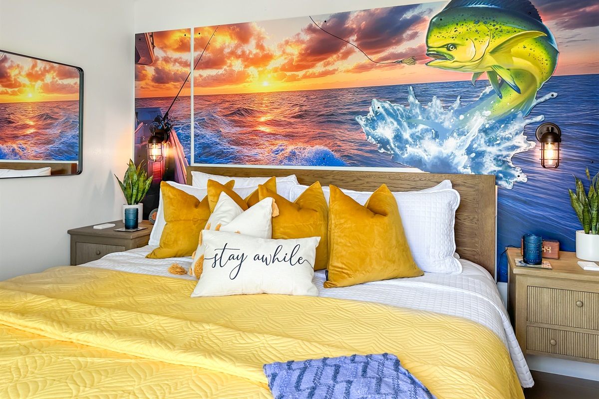 Like all King bedrooms here, there are individual night stands, reading lights, an alarm clock, and a sound machine.