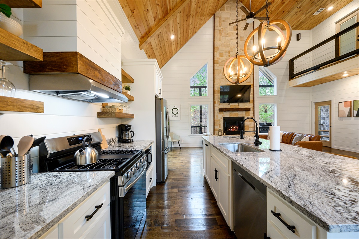 Fully equipped with stocked utensils, cookware, and modern appliances so you can cook, snack, sip, and settle in like you never want to leave.