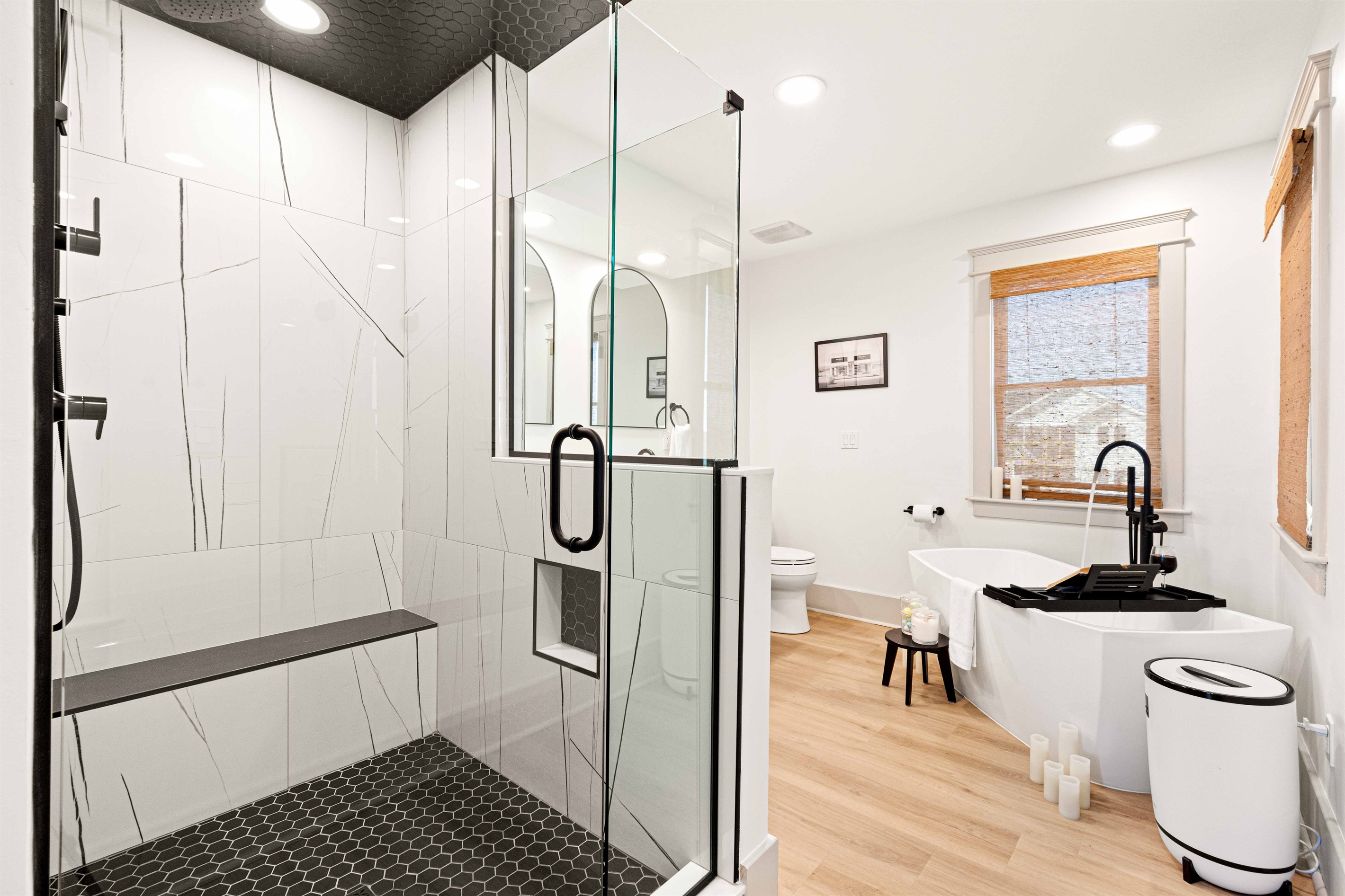 3rd floor master bathroom with high end tile shower and soaking tub