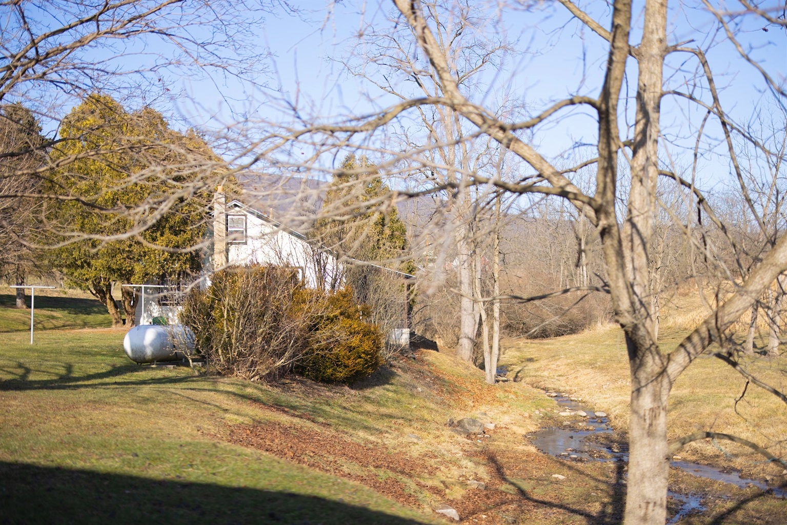 A creek runs through it.