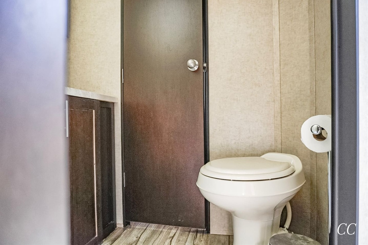 Full bathroom. Corner shower - entry thru main living area OR bedrrom.