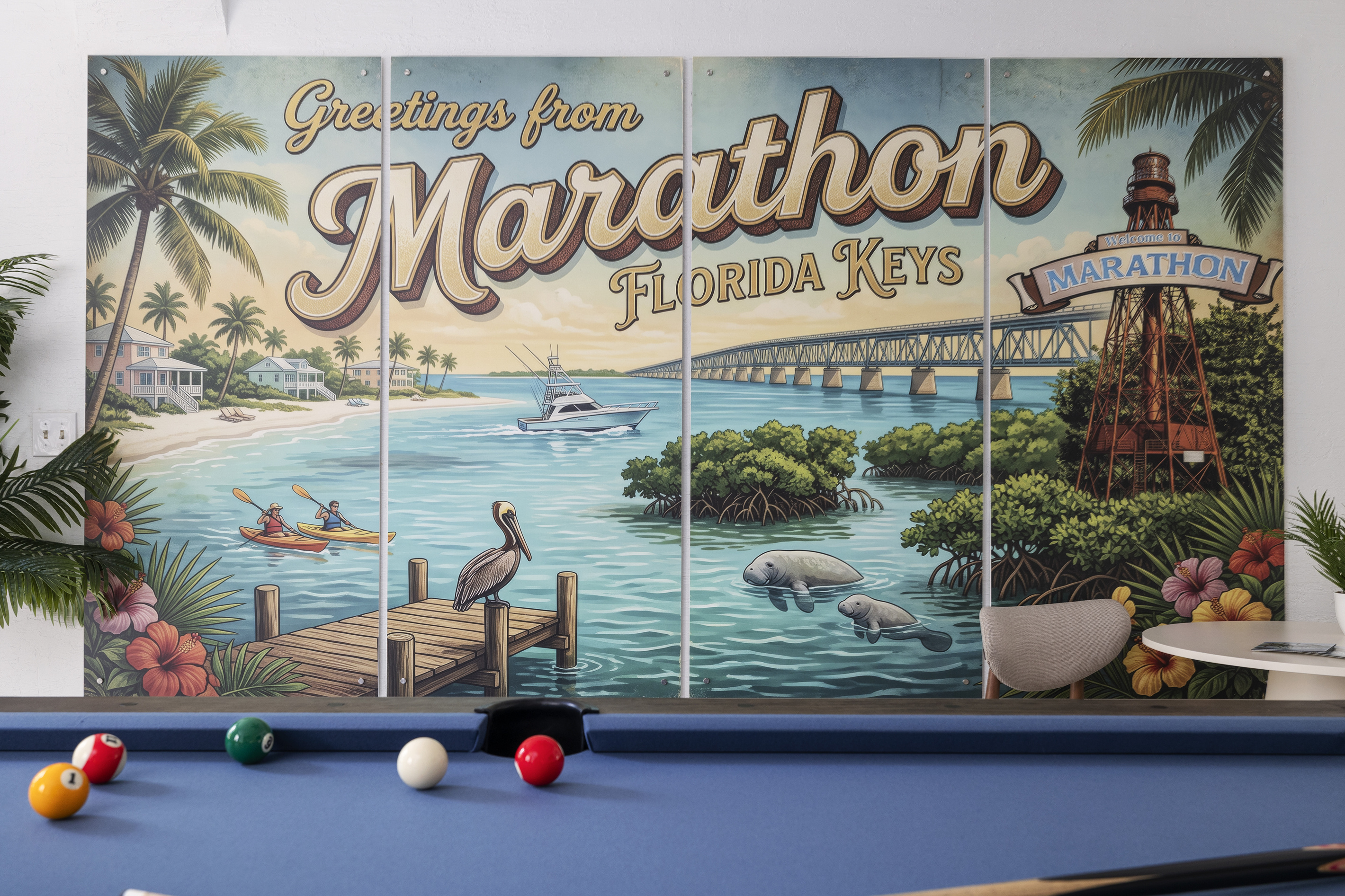 A custom themed keys billiard room for your enjoyment.