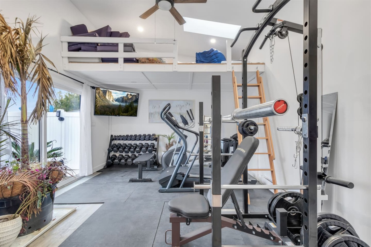 Loft bed area in gym