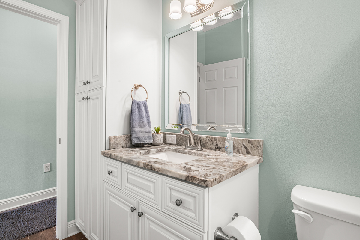 Vanity with storage.