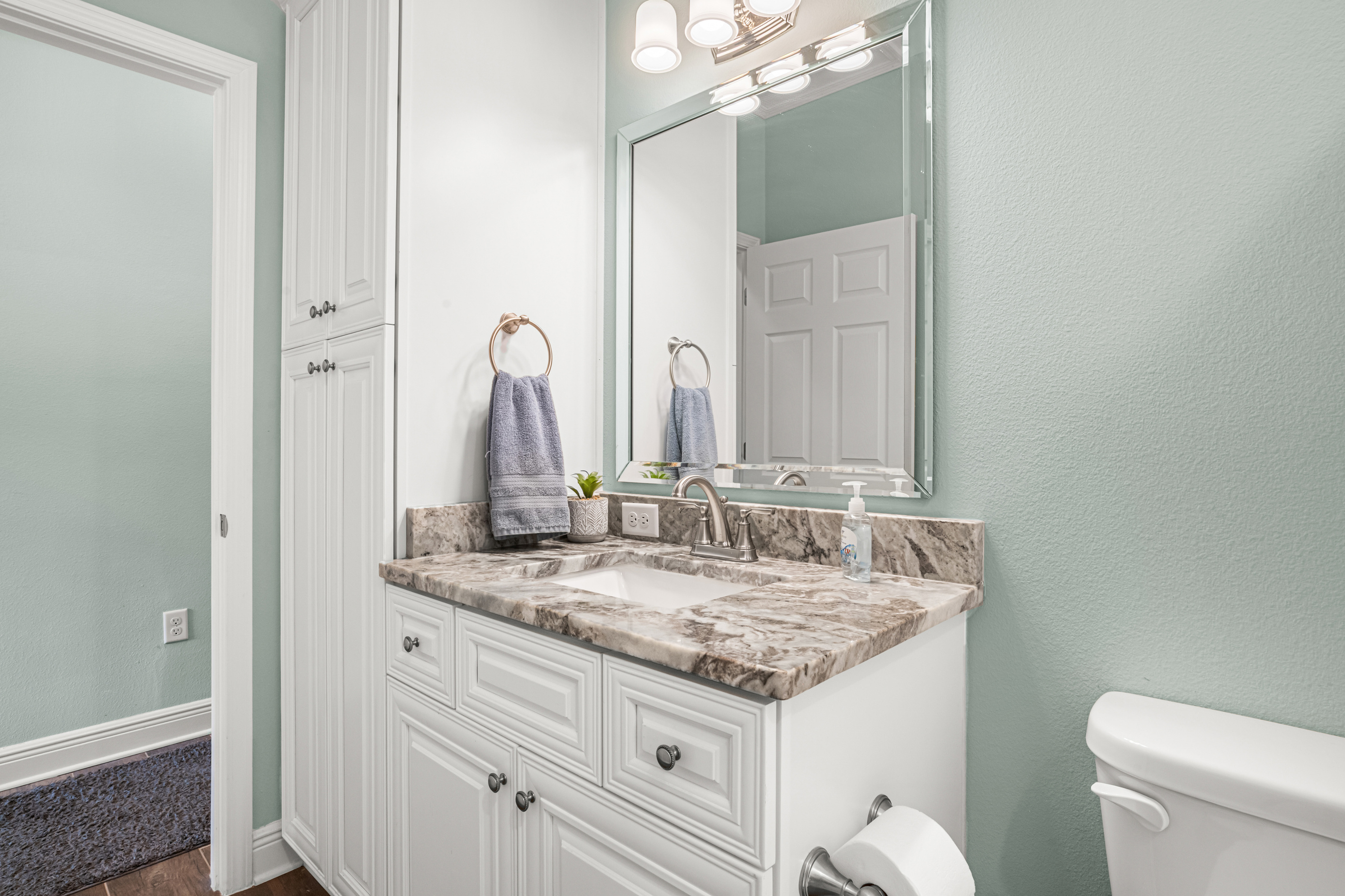 Vanity with storage.