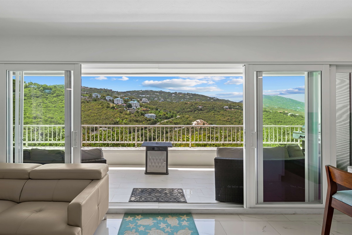 The main balcony leads right into the living area
