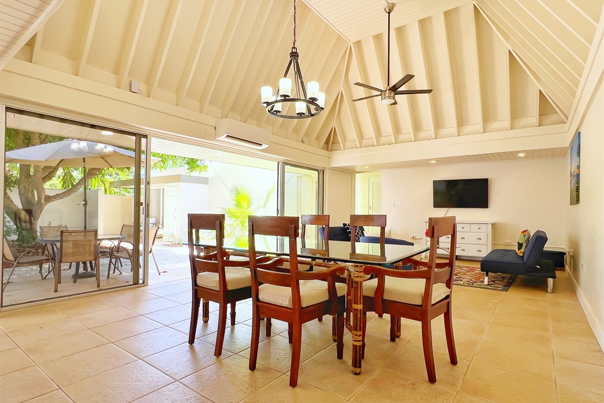 A sophisticated dining space with seating for six, perfect for shared meals and conversation.