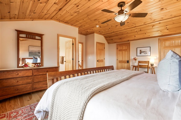 Unwind in style in this second-floor master bedroom.