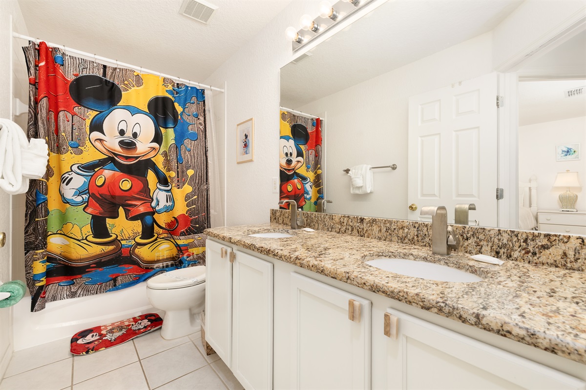 The shared second floor bath is also very large with double sinks.