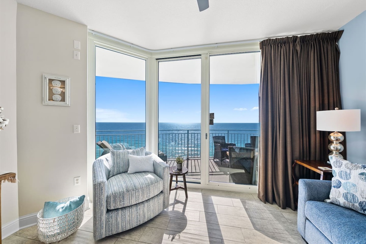 Living room overlooking the Gulf