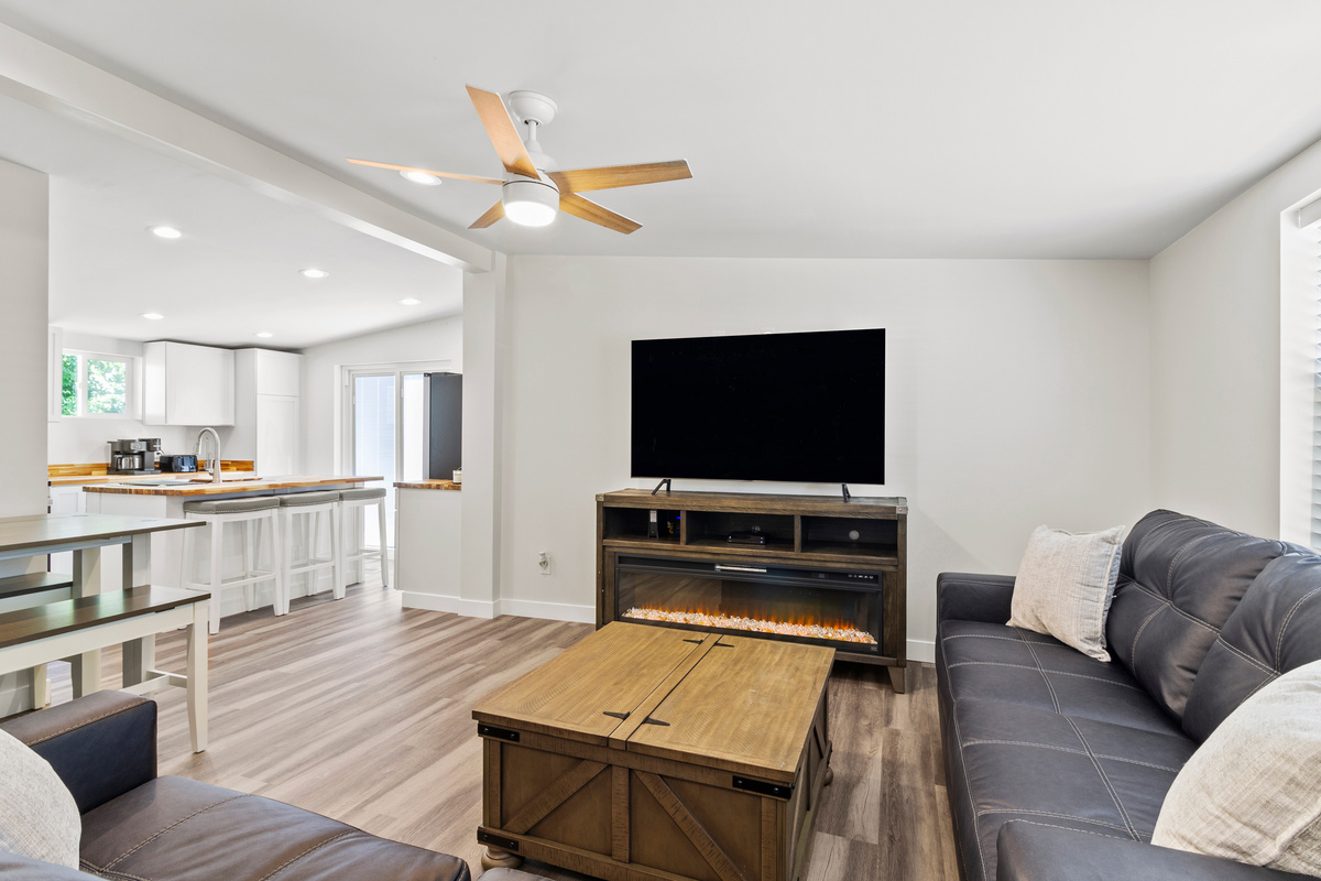 The Waterbury Way - Living Room with Open Concept Kitchen