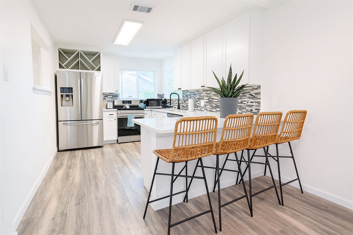 big gourmet kitchen for family and friends to cook and dine celebrating holiday and special occations.