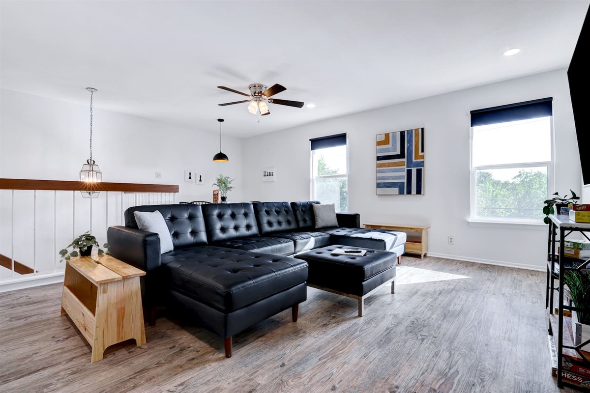 Upstairs Living Room with Large Flat Screen TV
