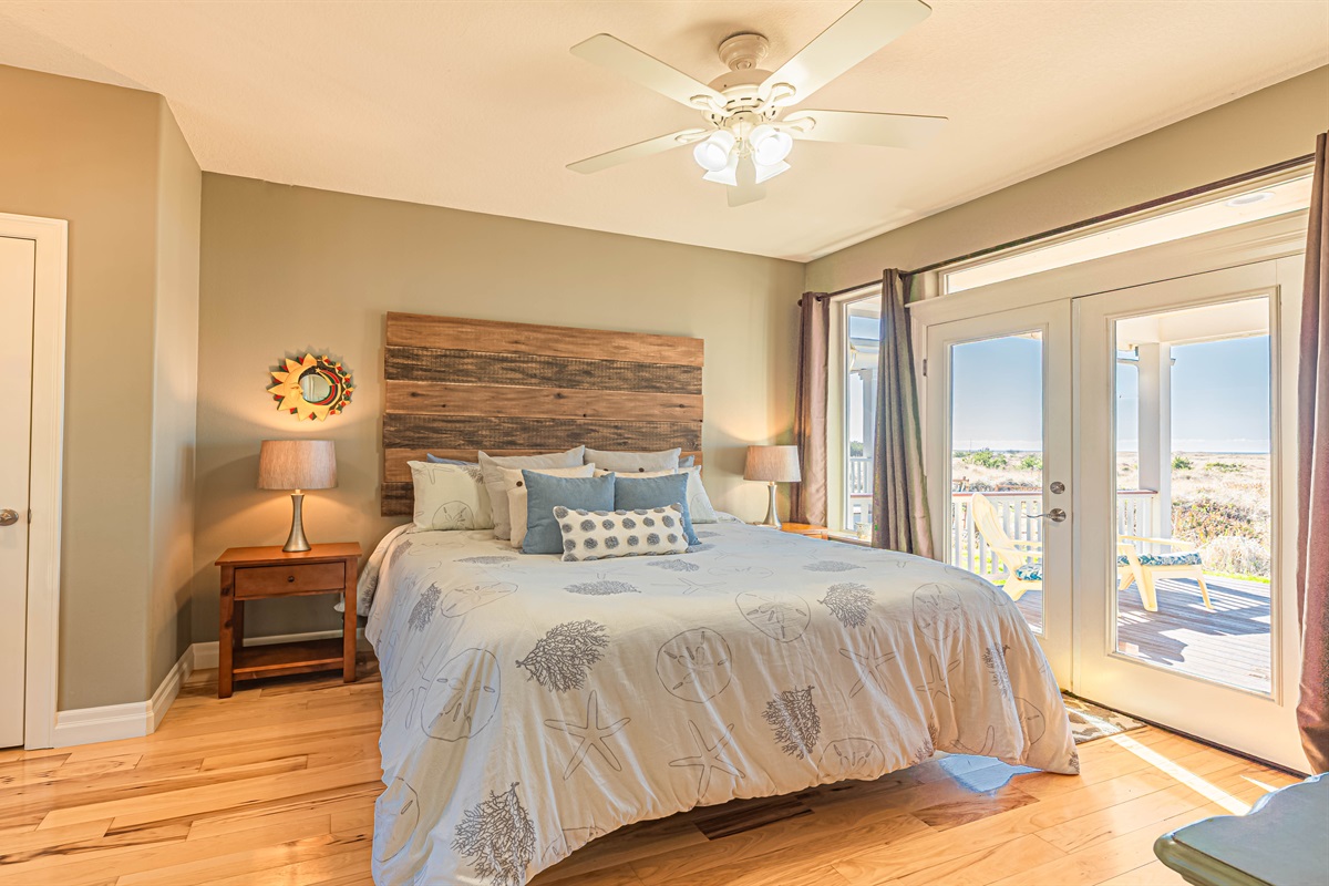 2nd bedroom on main floor with King memory foam mattress & 55" Smart TV.