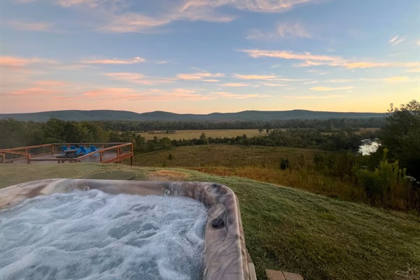 Morning hot tub views—peaceful, panoramic, and serene.