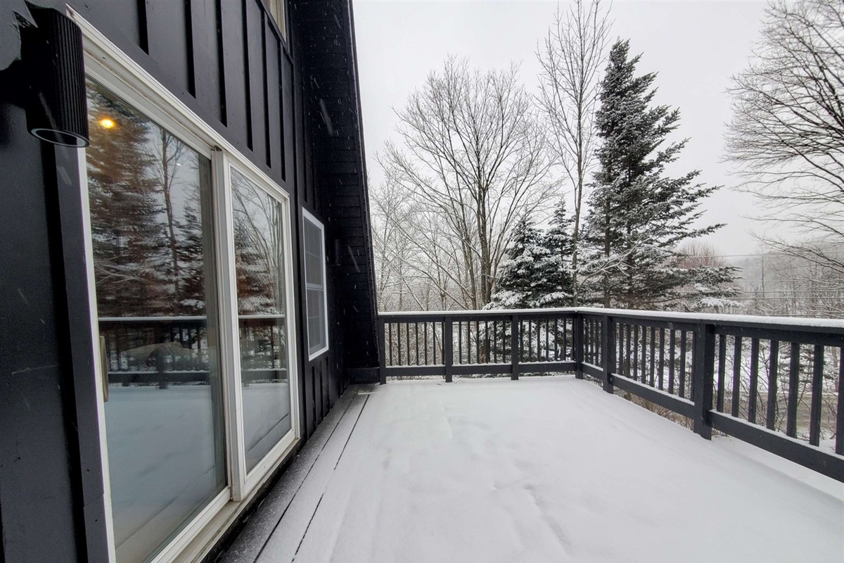 Deck with sliding door to living room