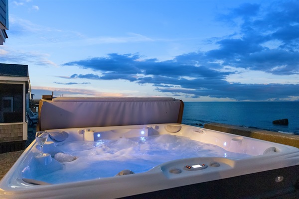 Enjoy our hot tub with a breathtaking ocean view, perfect for ultimate relaxation!