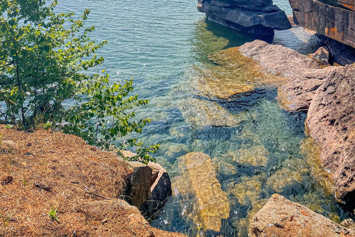 Views of Lake Superior on the Big Bay point loop trail on Madeline Island. Accessible by taking vehicle by Ferry from Bayfield to La Pointe/Madeline Island. 