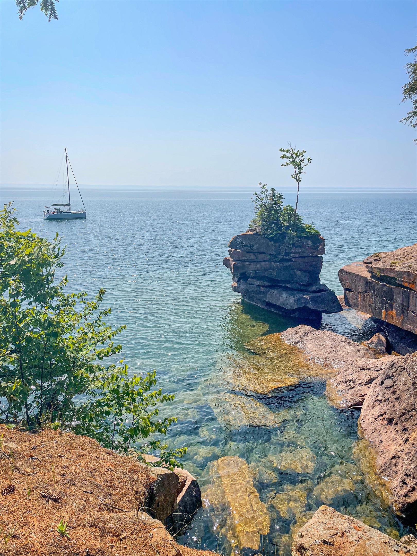 Views of Lake Superior on the Big Bay point loop trail on Madeline Island. Accessible by taking vehicle by Ferry from Bayfield to La Pointe/Madeline Island. 