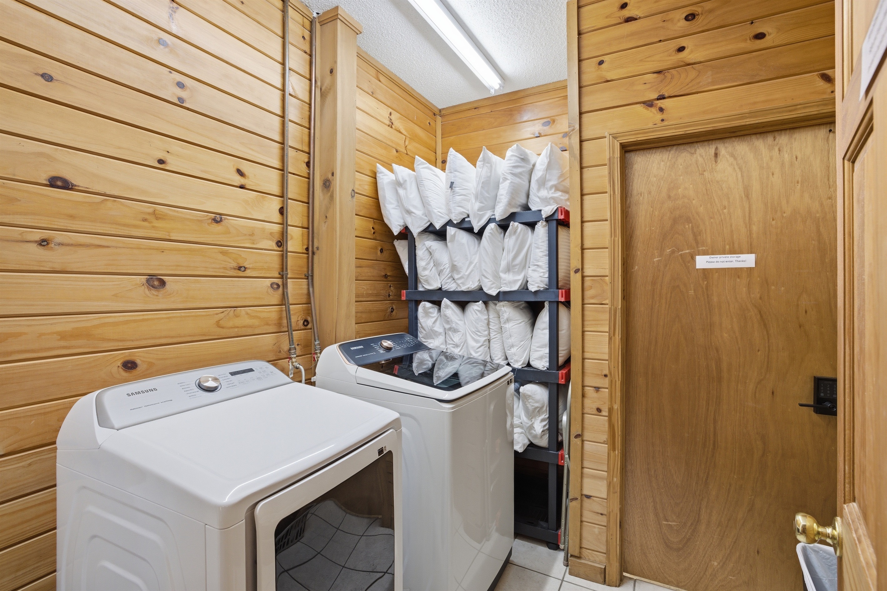 Laundry Room with Over Size Washer and Dryer
Extra Pillows, Blankets and Throw Blankets